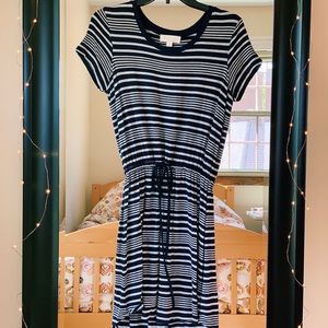 Striped Navy Blue and Gray Comfy Dress